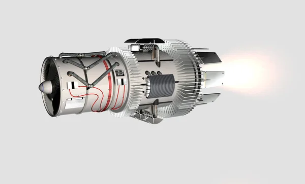 Jetmotor Neutral Bakgrund Rendering — Stockfoto