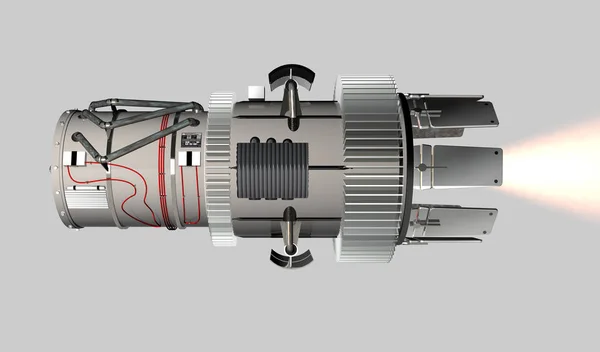 ジェット エンジンは 中立的な背景 レンダリング — ストック写真