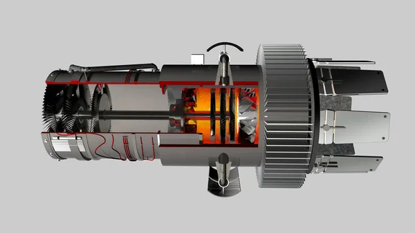 Expozíció Jet Motor Jövőkép Belső Részek Semleges Háttér Előtt Leképezés — Stock Fotó