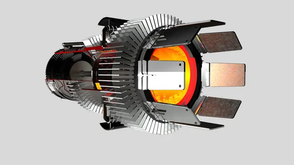 Strahltriebwerk Mit Der Vision Der Inneren Teile Auf Neutralem Hintergrund — Stockfoto