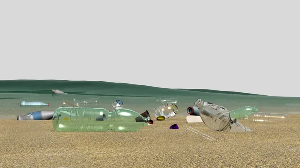 Pollution from plastic, 3d rendering, illustration