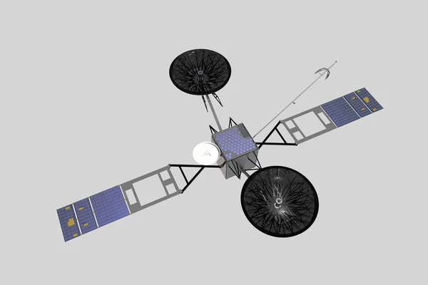 TDRS (Tracking and Data Relay Satellite) on neutral background, 3D rendering