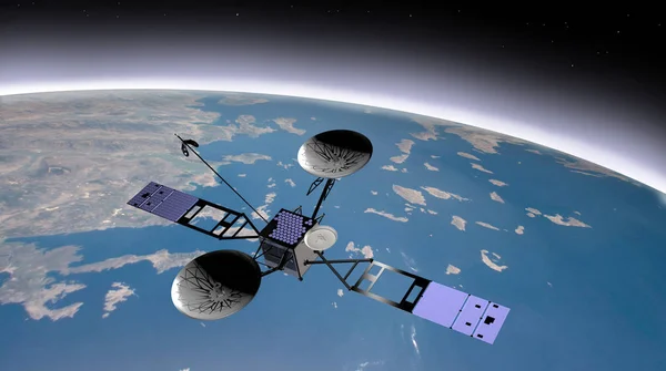 Tdrs Tracking Data Relay Satellite Орбите Пространстве Рендеринг — стоковое фото