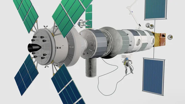 Pasarela Plataforma Orbital Lunar Sobre Fondo Neutro Renderizado — Foto de Stock