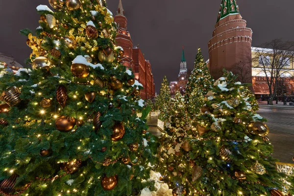 Виды Москвы Ночью Канун Рождества — стоковое фото