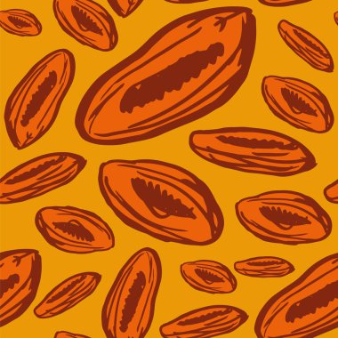 Kuru kayısı ile sorunsuz arka plan. Şirin doodle illüstrasyon.