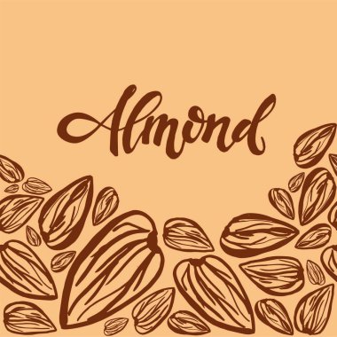 Badem ile sorunsuz arka plan. Şirin doodle illüstrasyon.