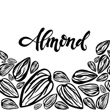 Badem ile sorunsuz arka plan. Şirin doodle illüstrasyon.