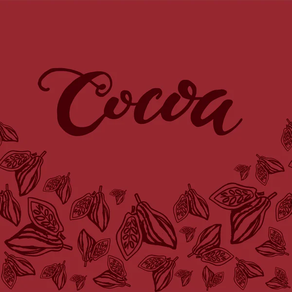 Sfondo Senza Cuciture Con Fagioli Cacao Graziosa Illustrazione Doodle — Vettoriale Stock