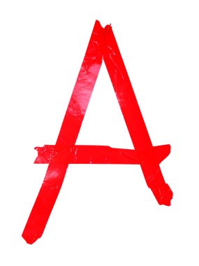 Beyaz arka plan üzerinde izole bant parçaları, yalıtım yapılan Harf A simgesinin