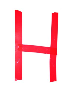 Beyaz arka plan üzerinde izole bant parçaları, yalıtım H harfi sembolü yaptı