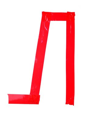 Beyaz arka plan üzerinde izole bant parçaları, yalıtım Kiril harf L sembolü yaptı