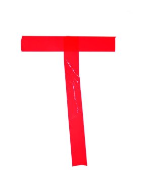 Beyaz arka plan üzerinde izole bant parçaları, yalıtım T harfi sembolü yaptı