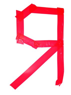 Kiril harf Ya sembol teyp parçaları, beyaz arka plan üzerinde izole yalıtım yapılan