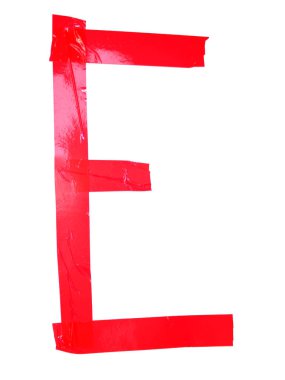 Beyaz arka plan üzerinde izole bant parçaları, yalıtım E harfi sembolü yaptı