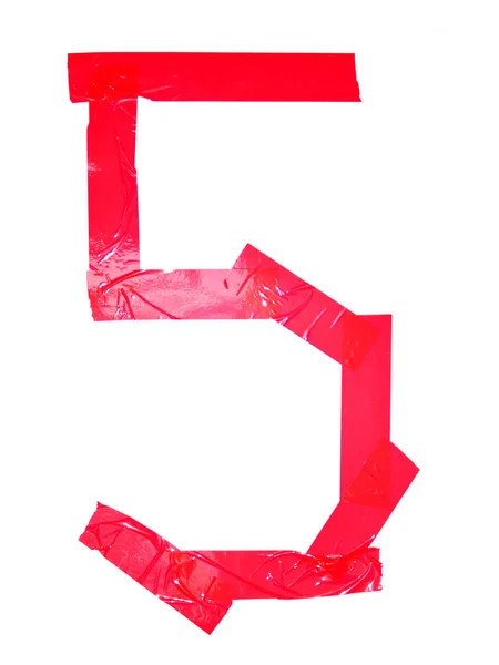 Numeral Symbol Made Red Tape Pieces Isolated White Background — Stock Photo, Image