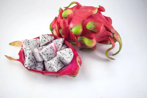 Exótico Pitaya Branco Maduro Fruta Dragão Vermelho Pitahaya Frutas Tropicais — Fotografia de Stock
