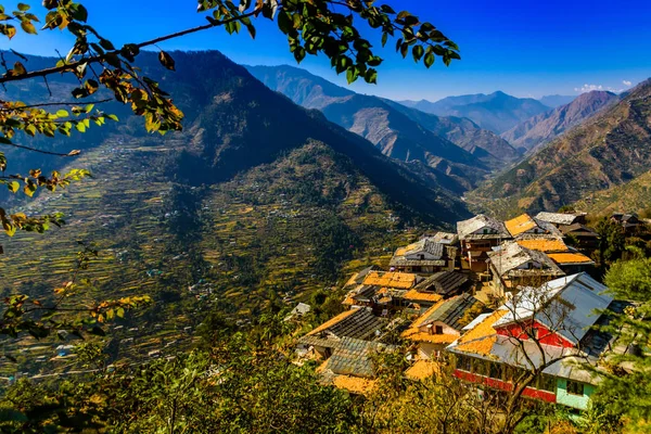 Pequeño Pueblo Lleno Color Escondido Himalaya — Foto de Stock