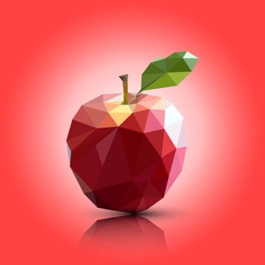 Düşük Poli Kırmızı elma