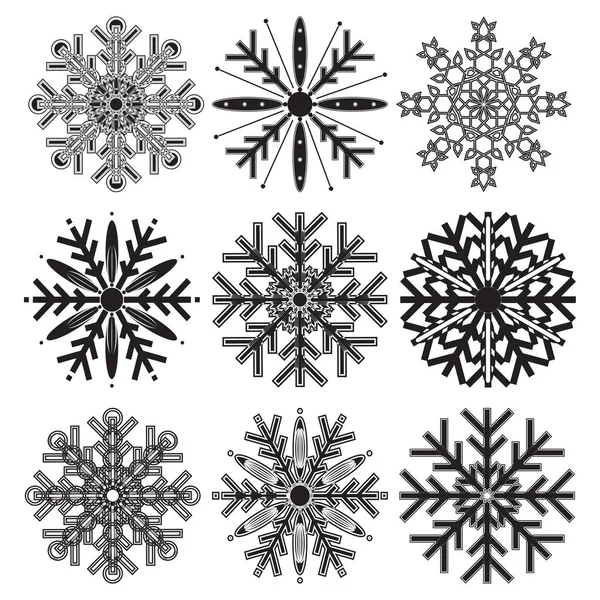 Linda Colección Copos Nieve Aislados Sobre Fondo Blanco Iconos Nieve — Vector de stock