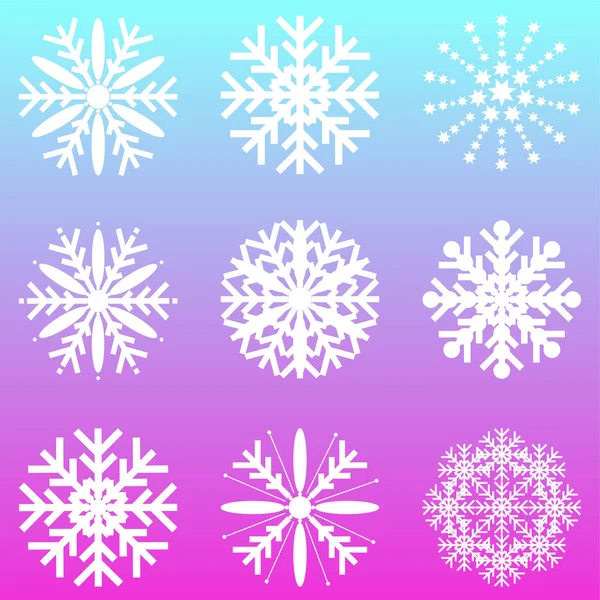 Snowflakes Vetor Definido Pacote Vetorial Modelos Design Flocos Neve Elementos — Vetor de Stock