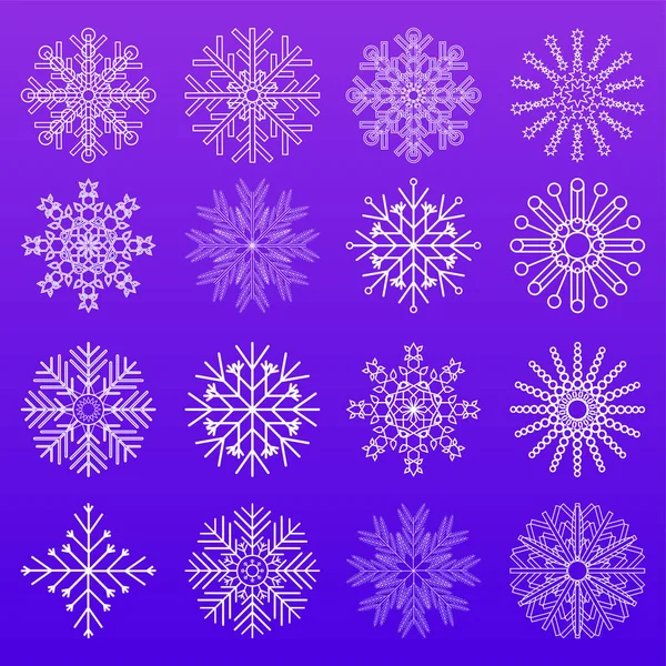 Snowflakes Vetor Definido Pacote Vetorial Modelos Design Flocos Neve Elementos — Vetor de Stock