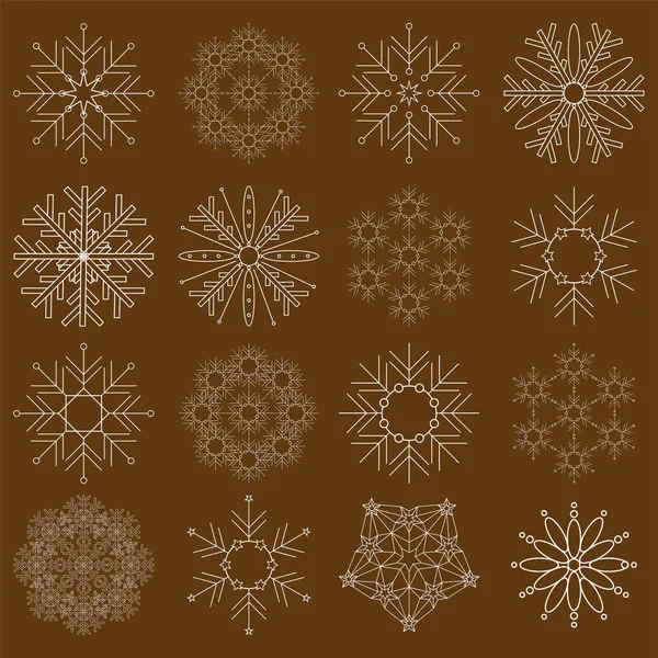 Snowflakes Vetor Definido Pacote Vetorial Modelos Design Flocos Neve Elementos — Vetor de Stock