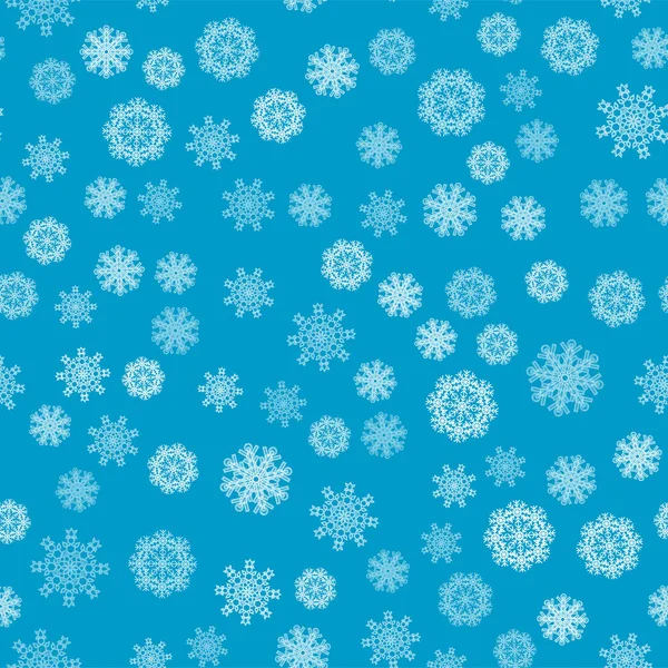 蓝底雪片的无缝图案 — 图库矢量图片