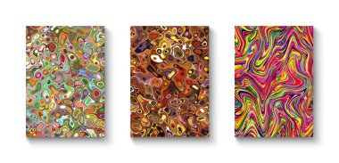 Set of abstract  liquid and fluid poster and cover design. Isolated on white background.