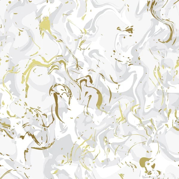 Realistische Marmor Gold und weiße Textur nahtlosen Hintergrund. Abstraktes, goldenes Glitzermarmor mit nahtlosen Mustern für Stoff, Fliesen, Innenarchitektur oder Geschenkverpackung. Vektorillustration. — Stockvektor