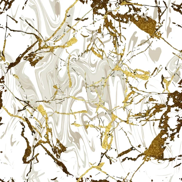 Реалистичный мраморный золото и белая текстура бесшовный фон. Абстрактный золотой блеск мраморный бесшовный узор для ткани, плитки, дизайна интерьера или упаковки подарков. Векторная иллюстрация . — стоковый вектор