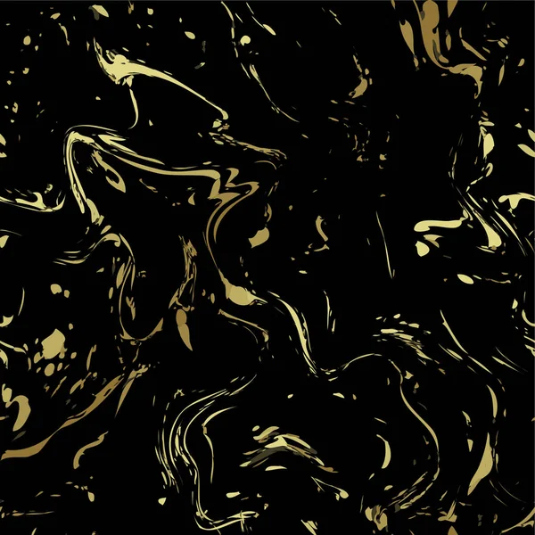 Realistisches Marmor Gold und schwarze Textur nahtlosen Hintergrund. Abstraktes, goldenes Glitzermarmor mit nahtlosen Mustern für Stoff, Fliesen, Innenarchitektur oder Geschenkverpackung. Vektorillustration. — Stockvektor