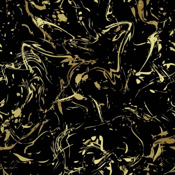 Реалистичный мраморный золото и черная текстура бесшовный фон. Абстрактный золотой блеск мраморный бесшовный узор для ткани, плитки, дизайна интерьера или упаковки подарков. Векторная иллюстрация . — стоковый вектор
