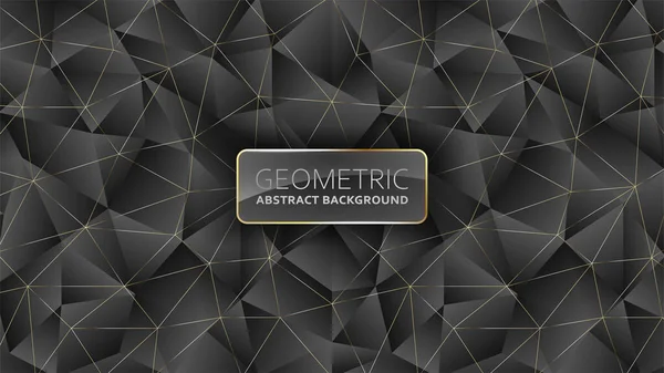 Abstracte geometrische landingspagina. Gouden en donker zwart laag poly herhaalde achtergrond. Vectorillustratie. — Stockvector