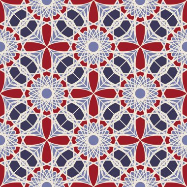 Soyut geometrik elementlerle kusursuz desen. Vektör Asyalı Geometrik desen. Müslüman, Hintli.
