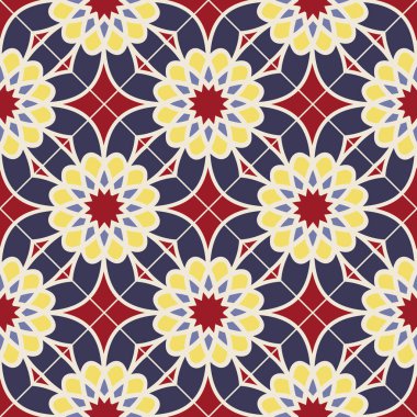 Soyut geometrik elementlerle kusursuz desen. Vektör Asyalı Geometrik desen. Müslüman, Hintli.