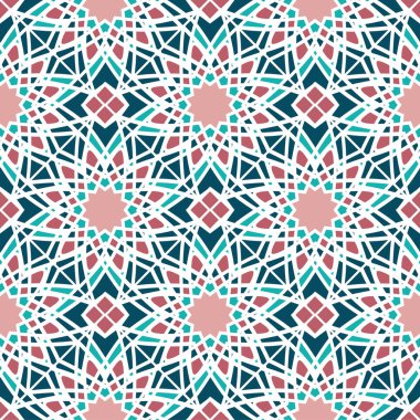 Soyut geometrik elementlerle kusursuz desen. Vektör Asyalı Geometrik desen. Müslüman, Hintli.