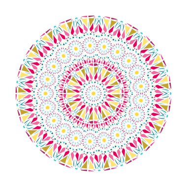 Mandalas çiçeği. Klasik dekoratif elementler. Doğulu desen, İslam, Arap, Hintli, Türk, Pakistanlı, Çinli, Osmanlı motifleri. Vektör çizimi. Beyazda izole edilmiş .