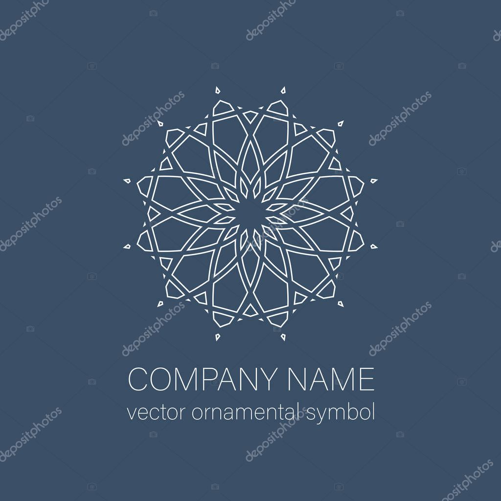 Geometric logo template. Vector linear arabic ornamental symbol