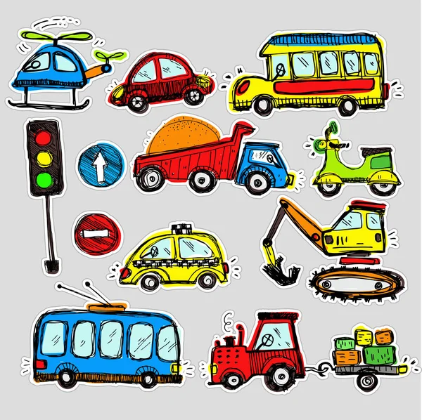 cars stickers. Funny kids sticker art. All objects are isolated.