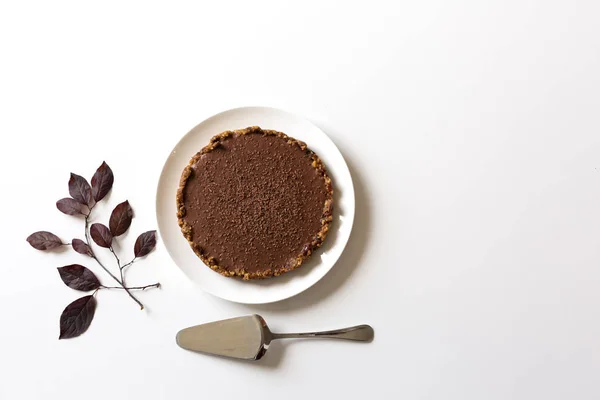 Hacer Pastel Queso Chocolate Ecológico Sin Hornear — Foto de Stock