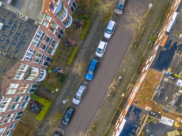 Apartamentos Históricos Vários Andares Rua Parte Antiga Centro Cidade Groningen — Fotografia de Stock