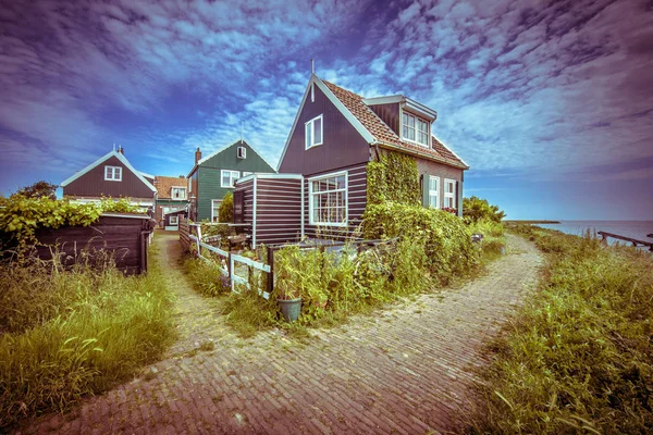 Vacker Gata Typiska Fiske Byn Rozewerf Scen Marken Waterland Med — Stockfoto