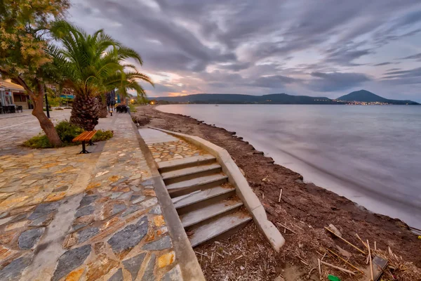 Praia Boulevard Pequena Cidade Gialova Messinia Península Peloponnese Grécia — Fotografia de Stock