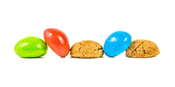 Pepernoten Bouquet Biscuits Traditionnels Colorés Sur Fond Blanc Pour Événement — Photo