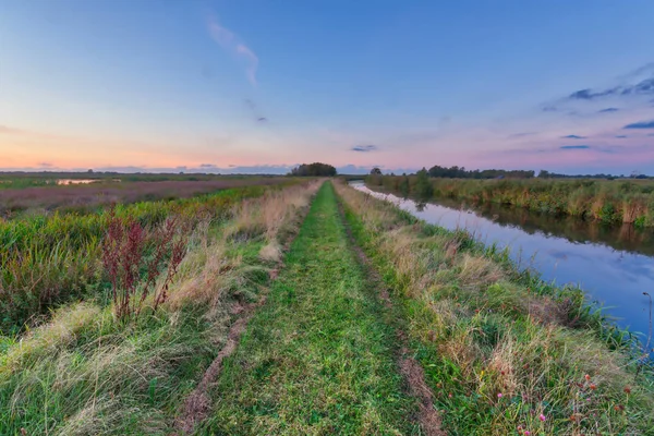 Caminho Longo Rio Onlanden Área Alagamento Reserva Natural Groningen Países — Fotografia de Stock