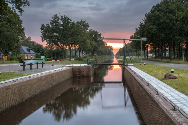 Appelscha Netherlands June 2016 Old Working Sluice Lock Chamber Opsterlandsche — Stock Photo, Image