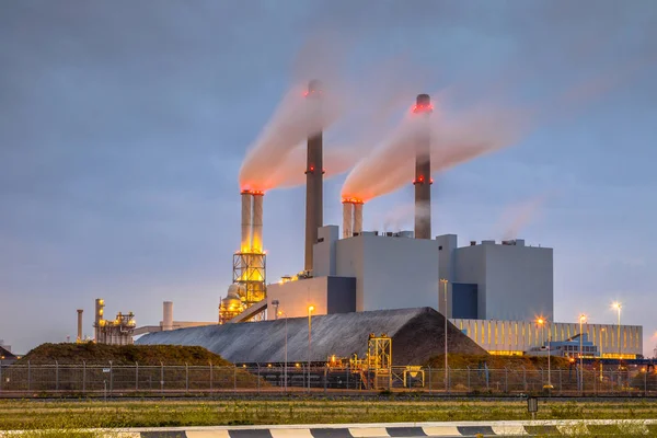 Kömür Electicity Santral Europoort Bölgede Kömür Kaynağı Planda Maasvlakte Rotterdam — Stok fotoğraf