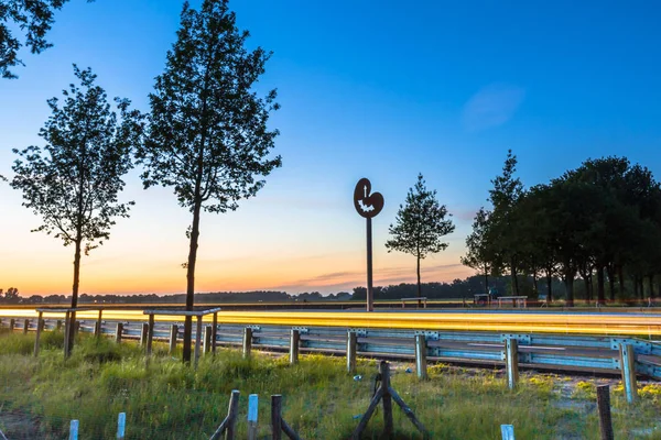 Drachten Nederland Juni 2016 Regionale Highway N381 Bij Nacht Met — Stockfoto