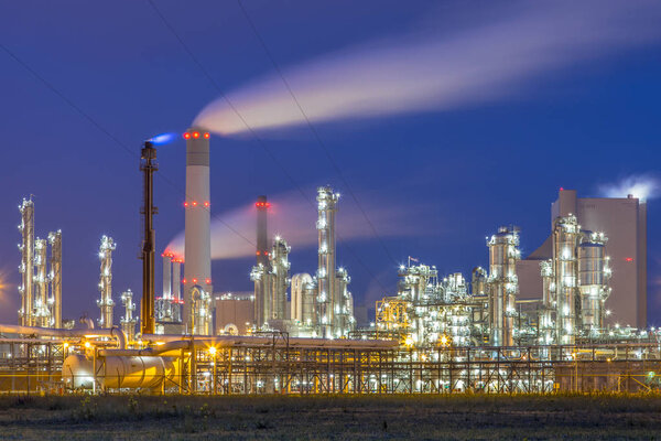 Modern chemical plant at Maasvlakte Europoort Rotterdam industrial harbor area